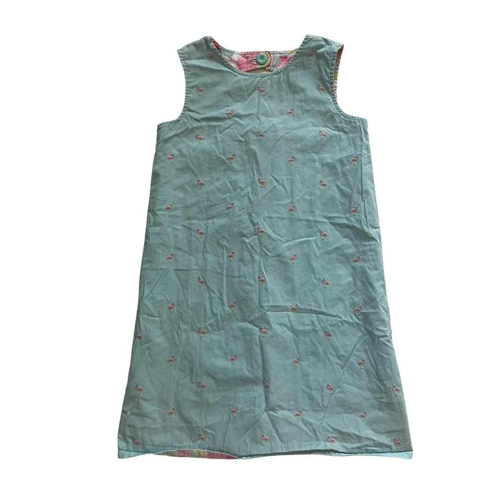 Gymboree Girls Size 10 Tank‎ Dress Pastel Reversible Floral Flamingo 100% Cotton